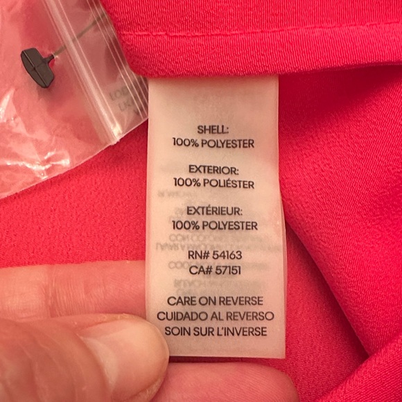 Karl Lagerfeld Hot Pink Button-Up Utility Blouse | Pocket Shirt - Picture 6 of 11